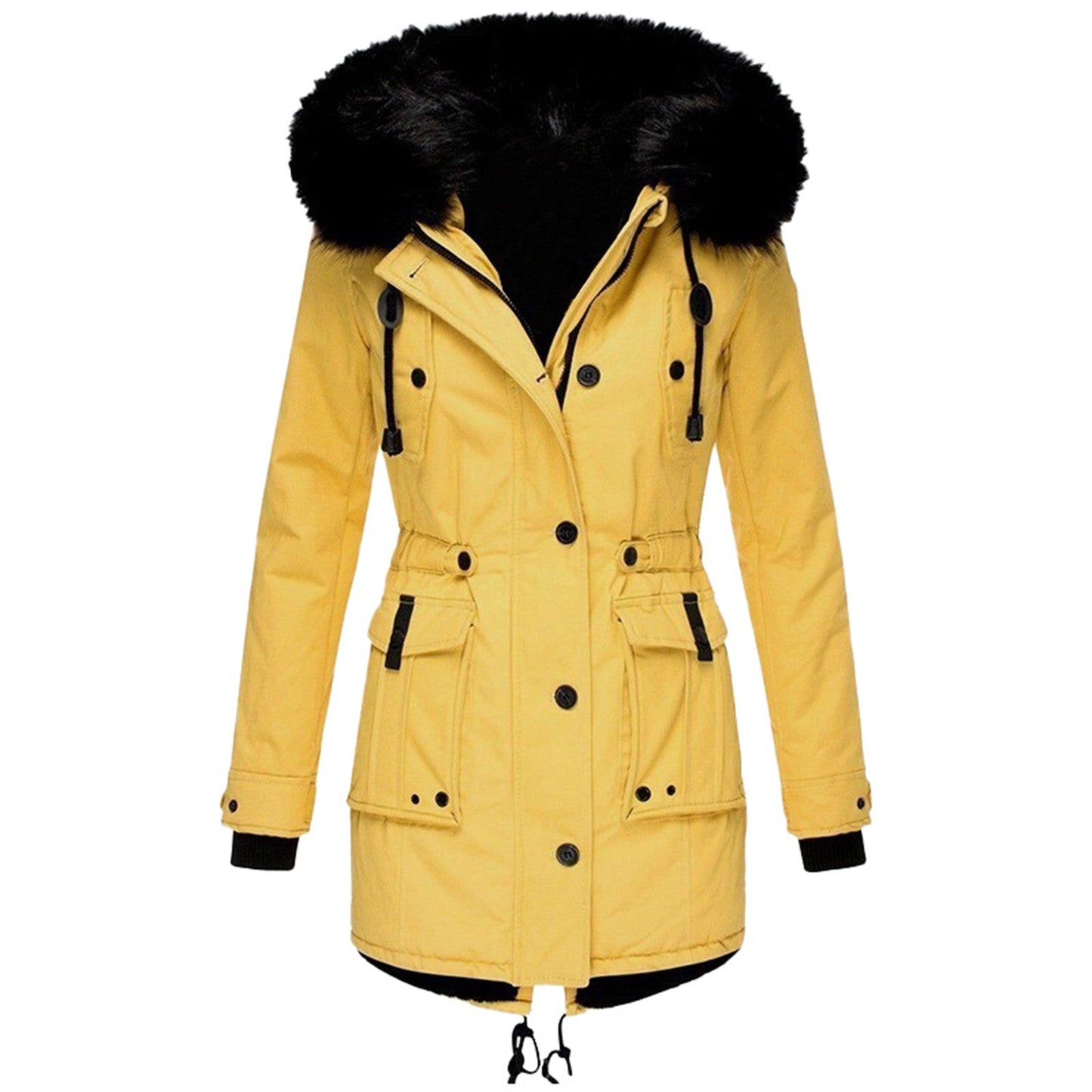 Women’s Fashionable Winter Coat | Warm Quilted Jacket with Faux Fur Hood & Elegant Design