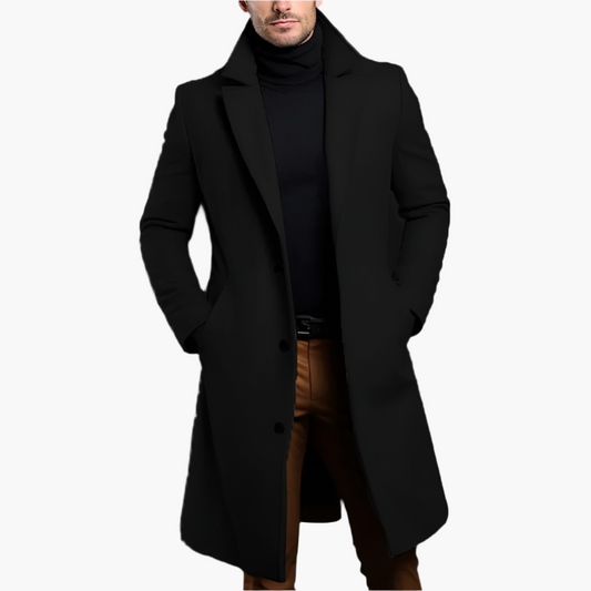 Men’s Classic Wool Coat | Long Winter Overcoat for Business and Casual Wear – Elegant Warm Outerwear with Timeless Design