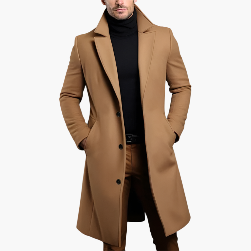 Men’s Classic Wool Coat | Long Winter Overcoat for Business and Casual Wear – Elegant Warm Outerwear with Timeless Design