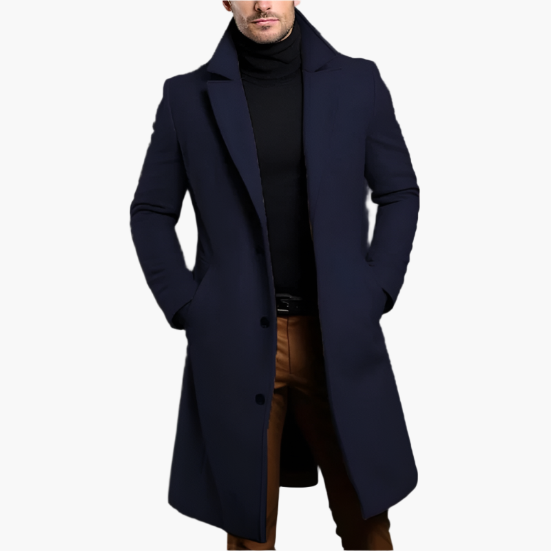 Men’s Classic Wool Coat | Long Winter Overcoat for Business and Casual Wear – Elegant Warm Outerwear with Timeless Design