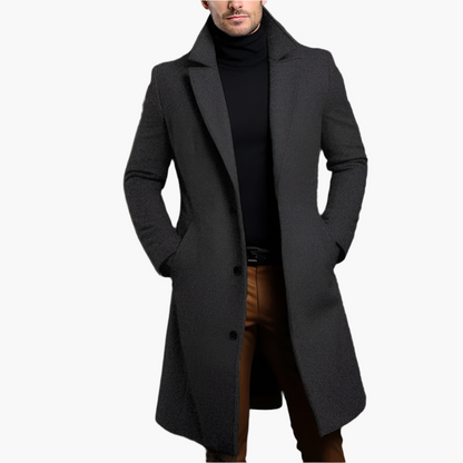 Men’s Classic Wool Coat | Long Winter Overcoat for Business and Casual Wear – Elegant Warm Outerwear with Timeless Design