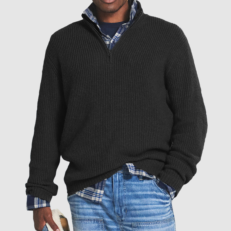 Men’s Warm Half-Zip Winter Sweater | Thick Winter Sweater | Casual Long Sleeve Outdoor Sweater Zip-Up Knitted Jumper Winter Pullover dfor Cold Weather