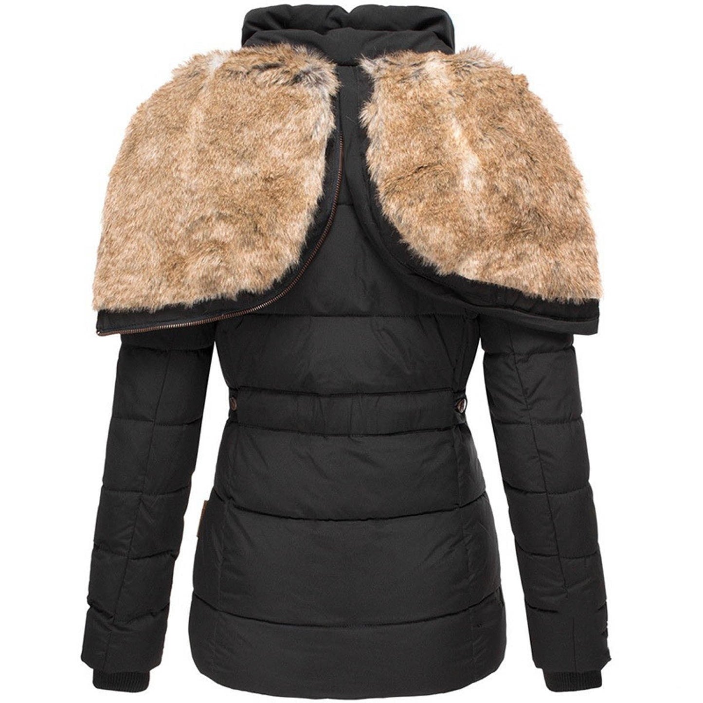 Women’s Faux Fur Hood Winter Jacket | Warm Quilted Puffer Coat with Insulated Waterproof Design