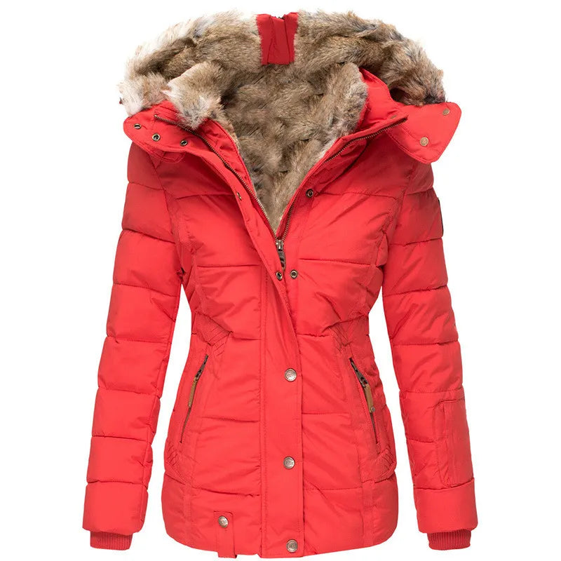 Women’s Faux Fur Hood Winter Jacket | Warm Quilted Puffer Coat with Insulated Waterproof Design