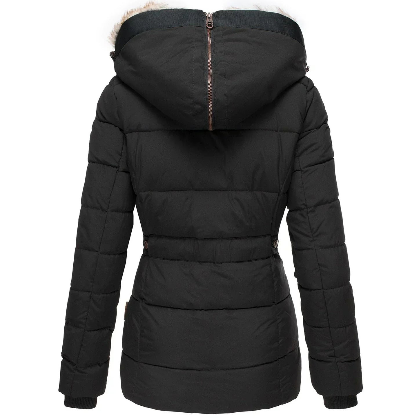Women’s Faux Fur Hood Winter Jacket | Warm Quilted Puffer Coat with Insulated Waterproof Design