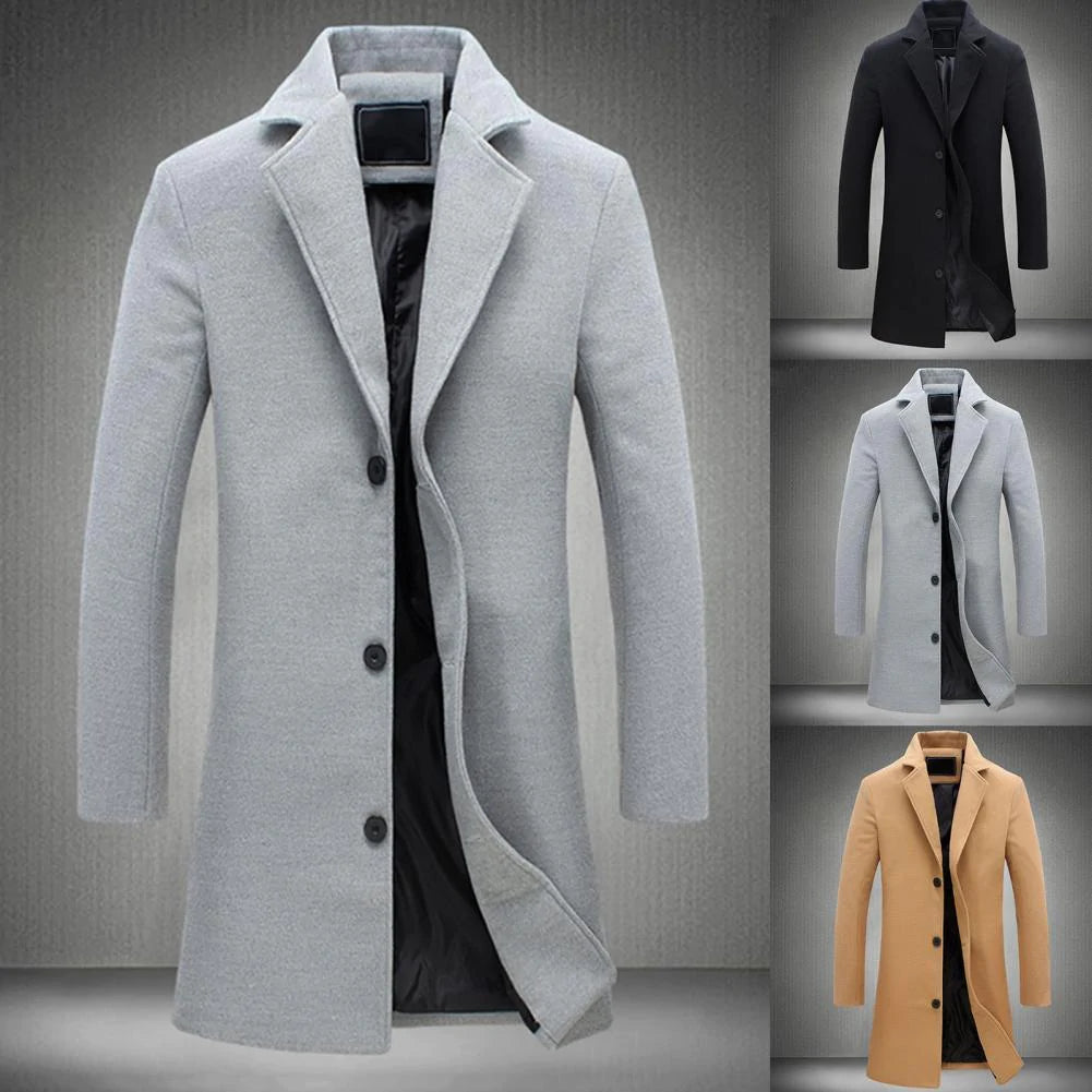 Men’s Long Winter Coat – Warm Insulated Overcoat for Cold Weather, Stylish Business and Casual Wear, Comfortable Outdoor Jacket