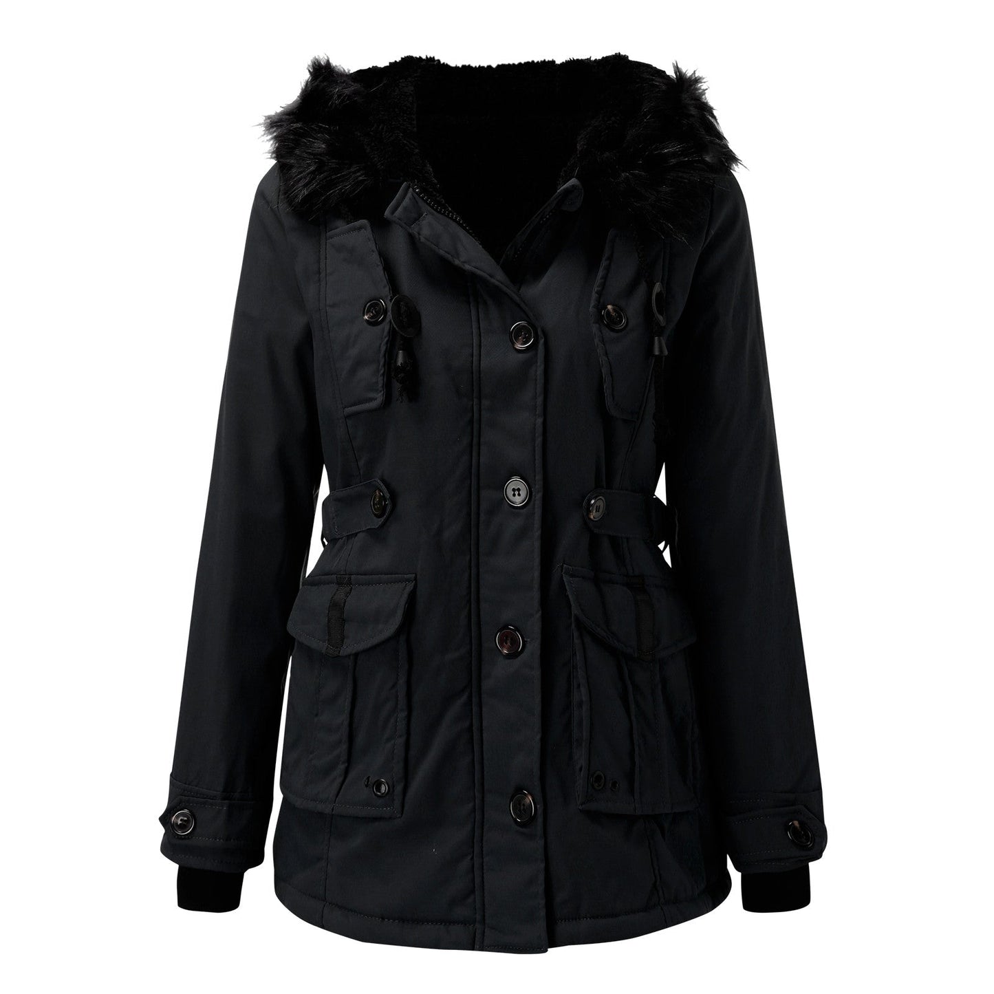Women’s Fashionable Winter Coat | Warm Quilted Jacket with Faux Fur Hood & Elegant Design