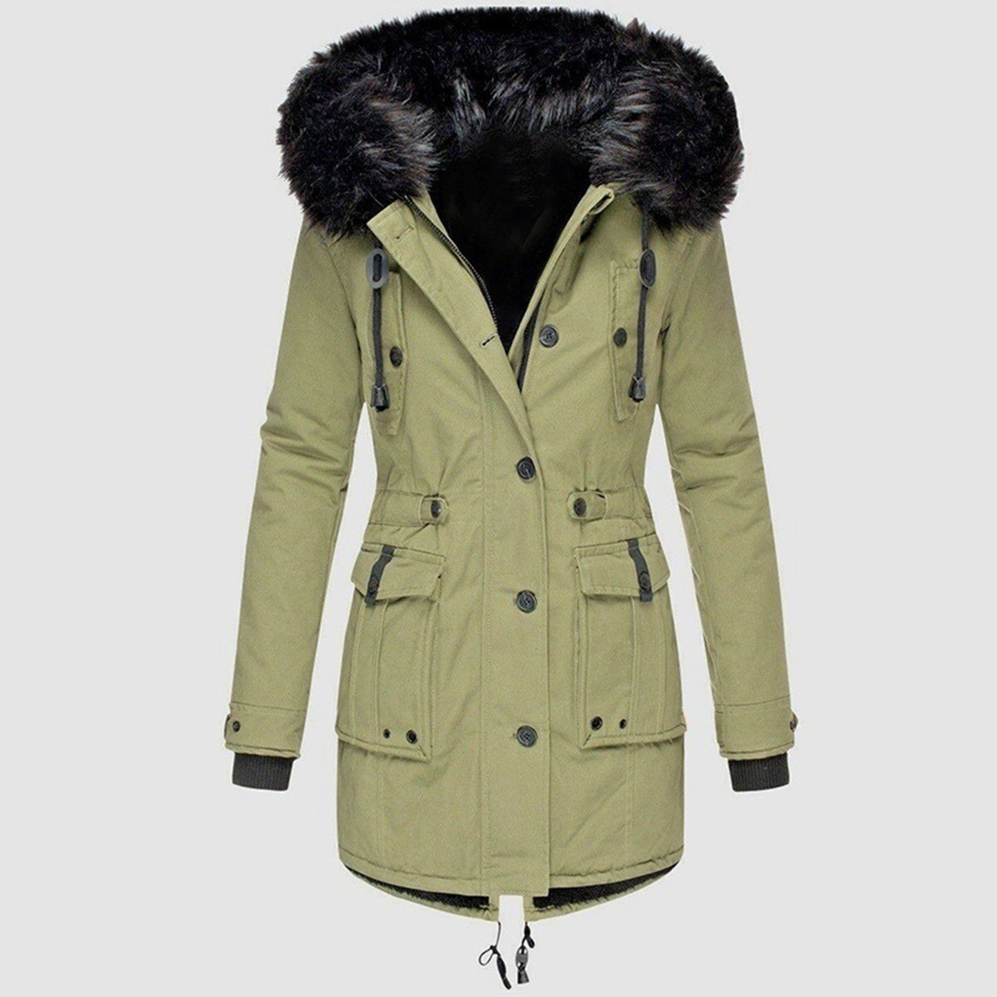 Women’s Fashionable Winter Coat | Warm Quilted Jacket with Faux Fur Hood & Elegant Design