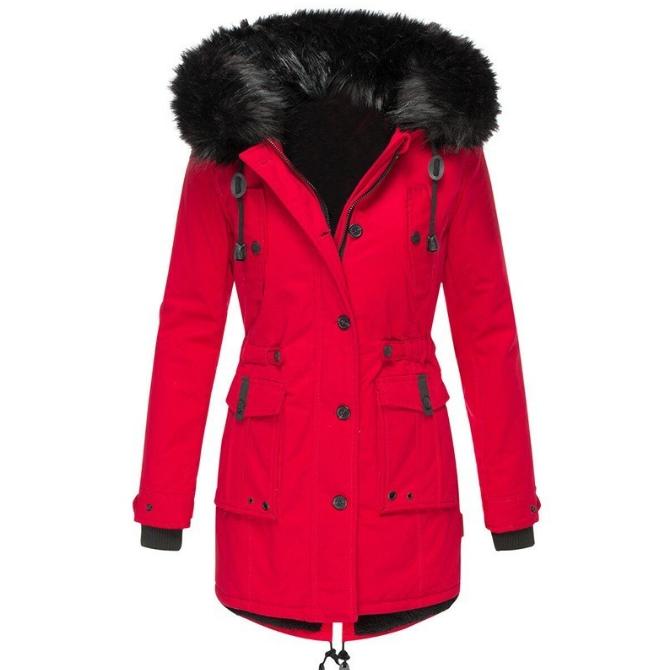 Women’s Fashionable Winter Coat | Warm Quilted Jacket with Faux Fur Hood & Elegant Design