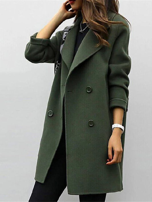 Women’s Classic Wool Coat | Long Winter Coat with Defined Collar and Button Fastening – Elegant Warm Outerwear for Everyday and Formal Wear