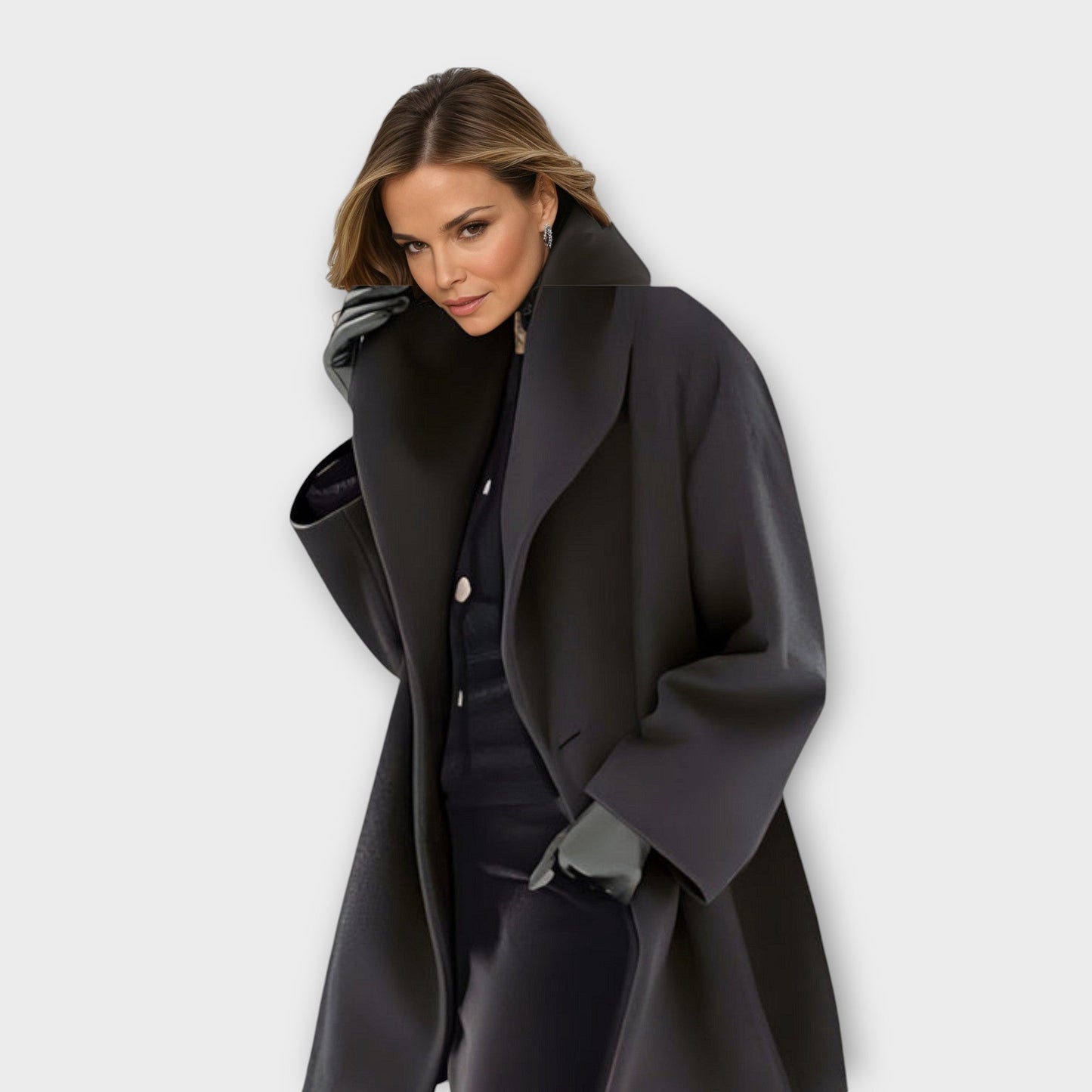 Women’s Wool Winter Coat – Stylish Windproof Long Jacket, Elegant Warm Overcoat for Cold Weather, Casual and Business Wear