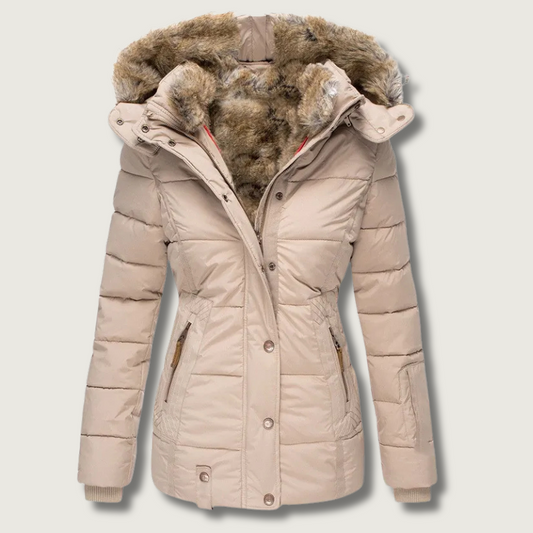 Women’s Faux Fur Hood Winter Jacket | Warm Quilted Puffer Coat with Insulated Waterproof Design